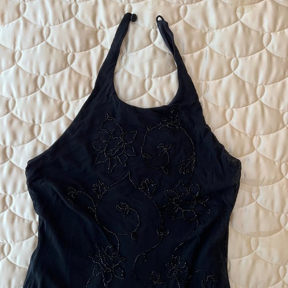 Laundry Mesh Beaded Halter Gown, Size M - Picture 3 of 11
